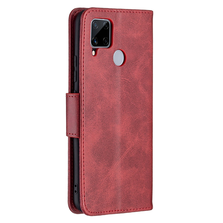 For OPPO Realme C15/C12/C25 Retro Lambskin Texture Pure Color Horizontal Flip PU Leather Case with Holder & Card Slots & Wallet & Lanyard