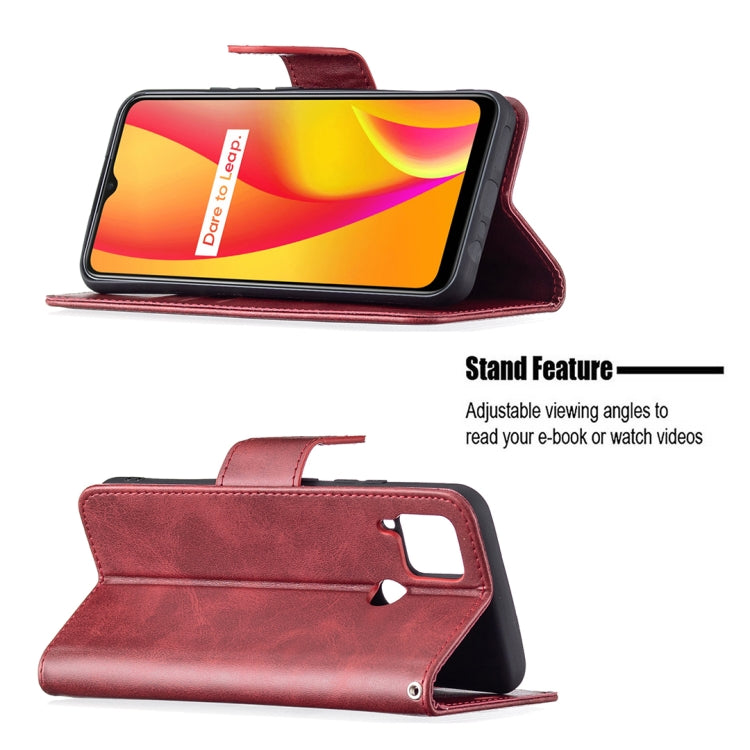 For OPPO Realme C15/C12/C25 Retro Lambskin Texture Pure Color Horizontal Flip PU Leather Case with Holder & Card Slots & Wallet & Lanyard