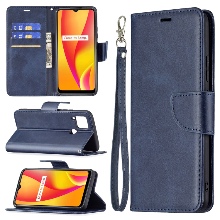 For OPPO Realme C15/C12/C25 Retro Lambskin Texture Pure Color Horizontal Flip PU Leather Case with Holder & Card Slots & Wallet & Lanyard