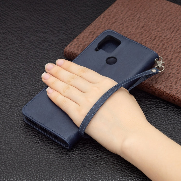 For OPPO Realme C15/C12/C25 Retro Lambskin Texture Pure Color Horizontal Flip PU Leather Case with Holder & Card Slots & Wallet & Lanyard