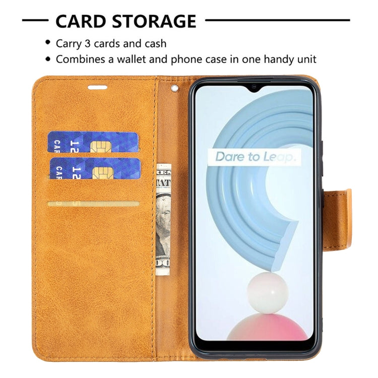 For OPPO Realme C21/C20 Retro Lambskin Texture Pure Color Horizontal Flip PU Leather Case with Holder & Card Slots & Wallet & Lanyard
