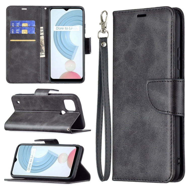 For OPPO Realme C21/C20 Retro Lambskin Texture Pure Color Horizontal Flip PU Leather Case with Holder & Card Slots & Wallet & Lanyard