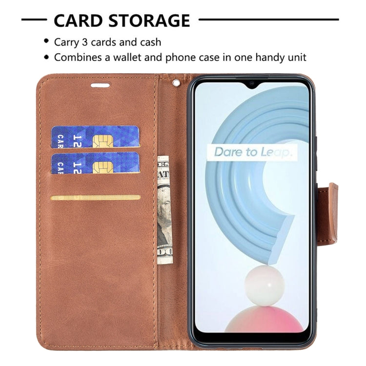 For OPPO Realme C21/C20 Retro Lambskin Texture Pure Color Horizontal Flip PU Leather Case with Holder & Card Slots & Wallet & Lanyard