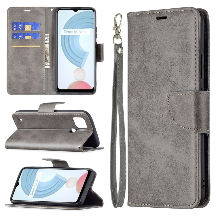 For OPPO Realme C21/C20 Retro Lambskin Texture Pure Color Horizontal Flip PU Leather Case with Holder & Card Slots & Wallet & Lanyard