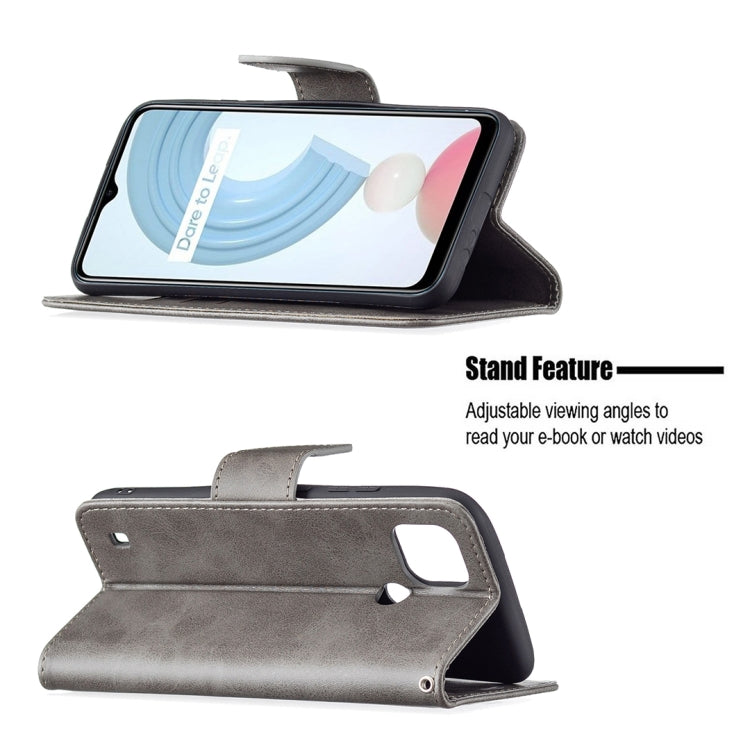 For OPPO Realme C21/C20 Retro Lambskin Texture Pure Color Horizontal Flip PU Leather Case with Holder & Card Slots & Wallet & Lanyard