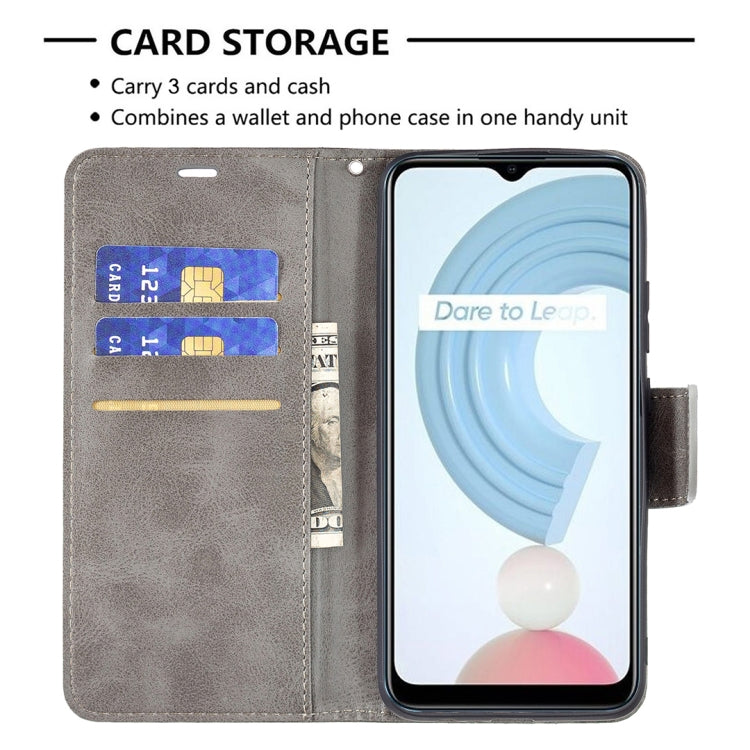 For OPPO Realme C21/C20 Retro Lambskin Texture Pure Color Horizontal Flip PU Leather Case with Holder & Card Slots & Wallet & Lanyard