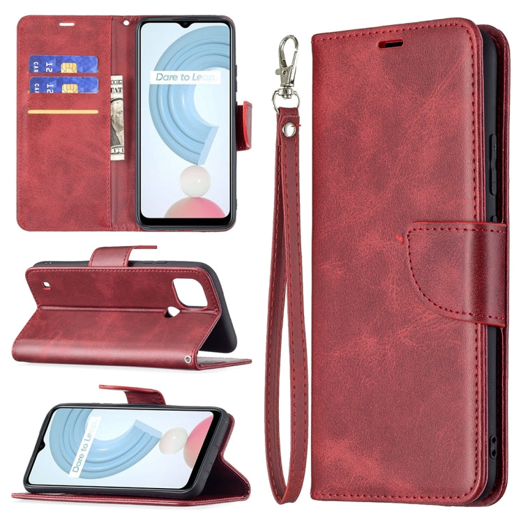 For OPPO Realme C21/C20 Retro Lambskin Texture Pure Color Horizontal Flip PU Leather Case with Holder & Card Slots & Wallet & Lanyard