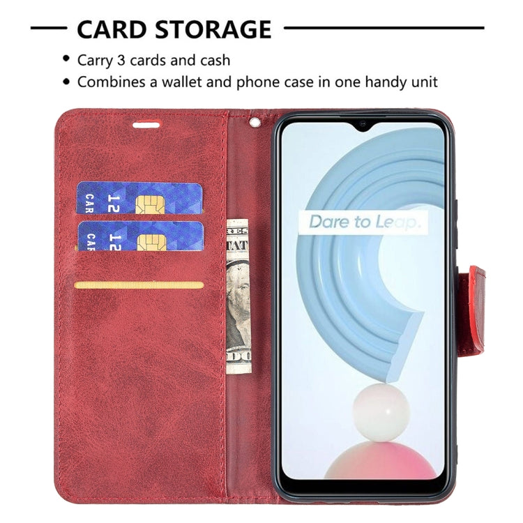 For OPPO Realme C21/C20 Retro Lambskin Texture Pure Color Horizontal Flip PU Leather Case with Holder & Card Slots & Wallet & Lanyard