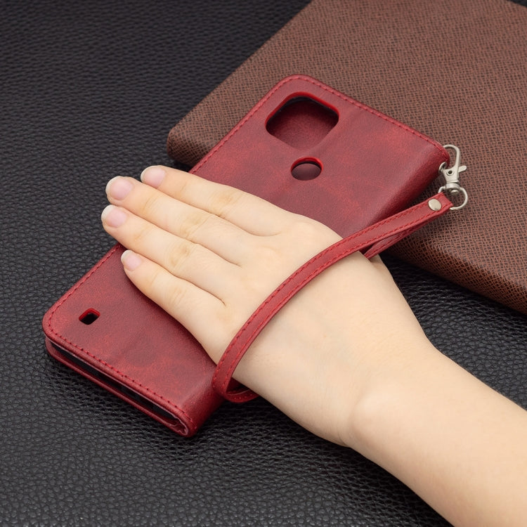 For OPPO Realme C21/C20 Retro Lambskin Texture Pure Color Horizontal Flip PU Leather Case with Holder & Card Slots & Wallet & Lanyard