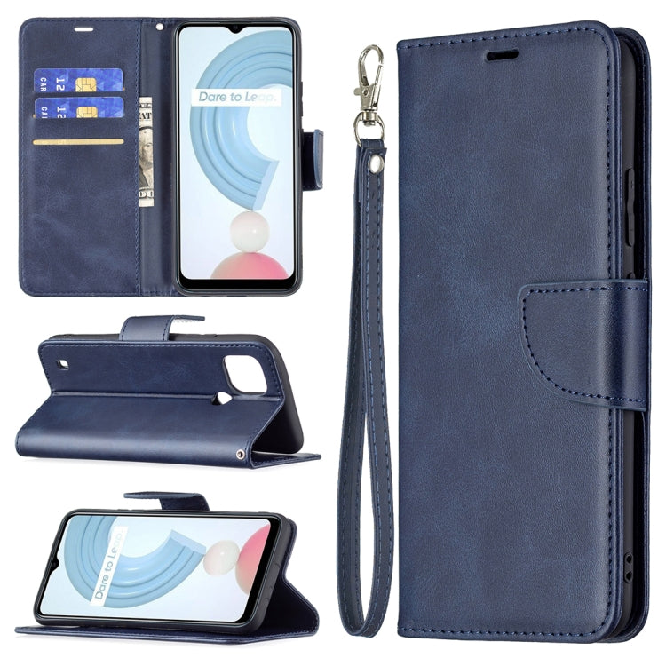 For OPPO Realme C21/C20 Retro Lambskin Texture Pure Color Horizontal Flip PU Leather Case with Holder & Card Slots & Wallet & Lanyard