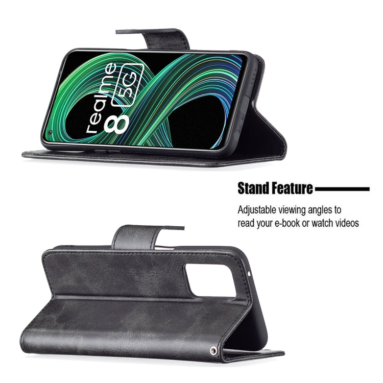 For OPPO Realme 8 5G/Realme V13 5G Retro Lambskin Texture Pure Color Horizontal Flip PU Leather Case with Holder & Card Slots & Wallet & Lanyard