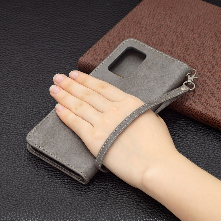 For OPPO Realme 8 5G/Realme V13 5G Retro Lambskin Texture Pure Color Horizontal Flip PU Leather Case with Holder & Card Slots & Wallet & Lanyard