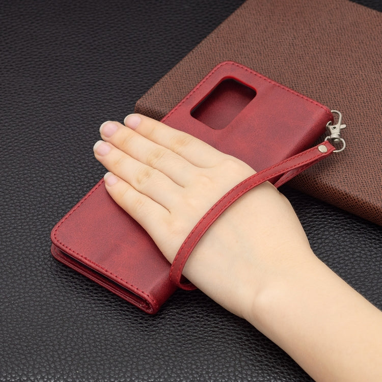 For OPPO Realme 8 5G/Realme V13 5G Retro Lambskin Texture Pure Color Horizontal Flip PU Leather Case with Holder & Card Slots & Wallet & Lanyard