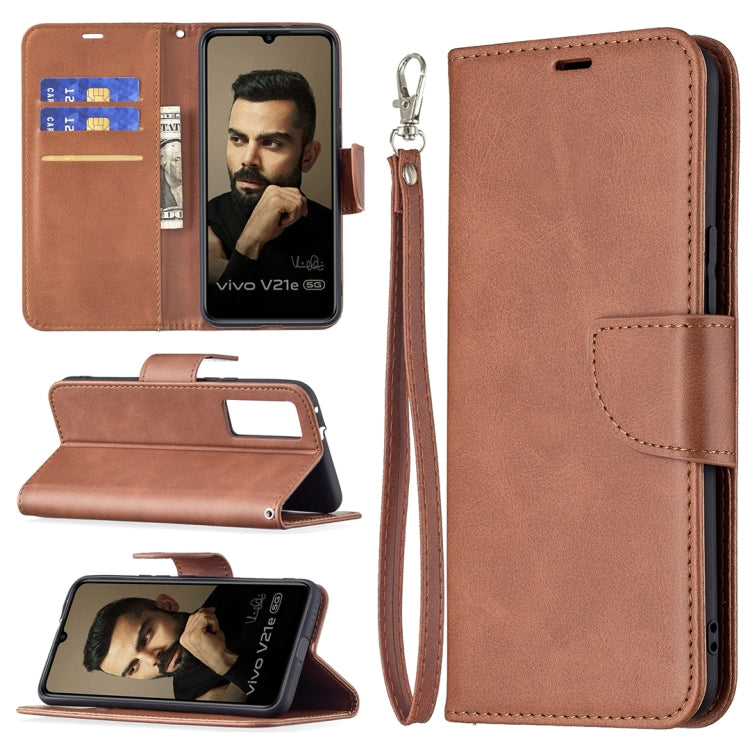 For vivo V21e 5G Retro Lambskin Texture Pure Color Horizontal Flip PU Leather Case with Holder & Card Slots & Wallet & Lanyard