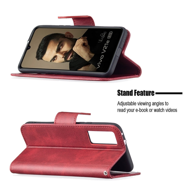 For vivo V21e 5G Retro Lambskin Texture Pure Color Horizontal Flip PU Leather Case with Holder & Card Slots & Wallet & Lanyard