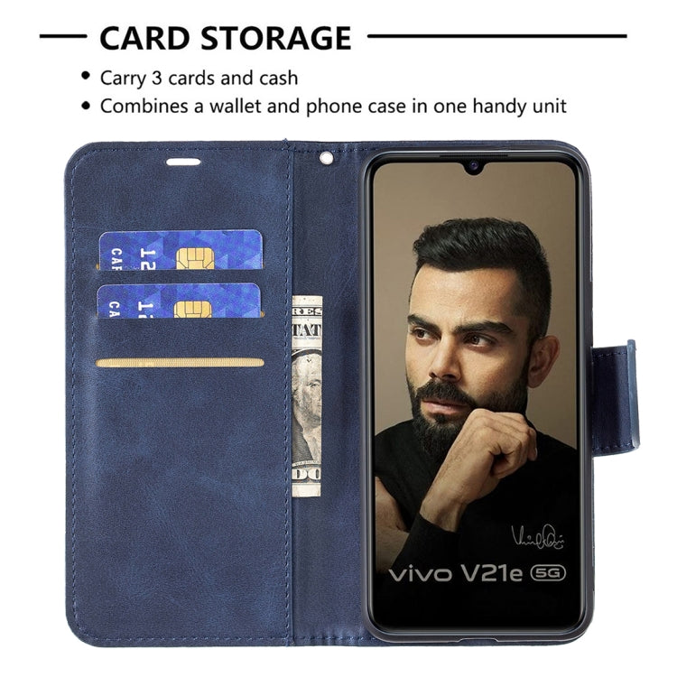 For vivo V21e 5G Retro Lambskin Texture Pure Color Horizontal Flip PU Leather Case with Holder & Card Slots & Wallet & Lanyard