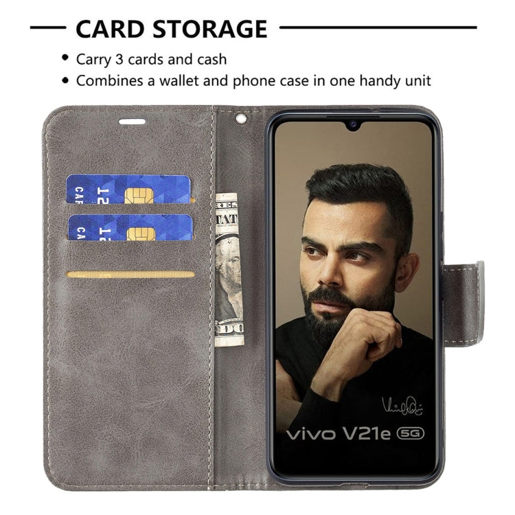 For vivo V21e 5G Retro Lambskin Texture Pure Color Horizontal Flip PU Leather Case with Holder & Card Slots & Wallet & Lanyard