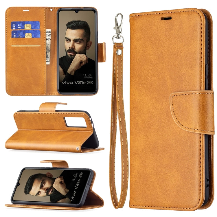 For vivo V21e 5G Retro Lambskin Texture Pure Color Horizontal Flip PU Leather Case with Holder & Card Slots & Wallet & Lanyard
