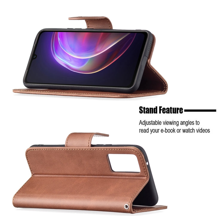For vivo V21 Retro Lambskin Texture Pure Color Horizontal Flip PU Leather Case with Holder & Card Slots & Wallet & Lanyard