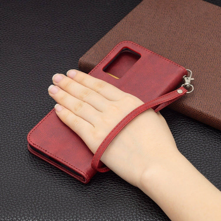 For vivo V21 Retro Lambskin Texture Pure Color Horizontal Flip PU Leather Case with Holder & Card Slots & Wallet & Lanyard