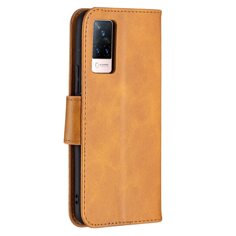 For vivo V21 Retro Lambskin Texture Pure Color Horizontal Flip PU Leather Case with Holder & Card Slots & Wallet & Lanyard