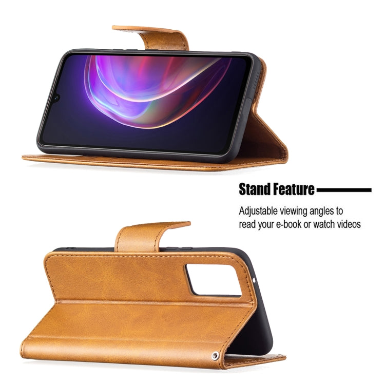 For vivo V21 Retro Lambskin Texture Pure Color Horizontal Flip PU Leather Case with Holder & Card Slots & Wallet & Lanyard