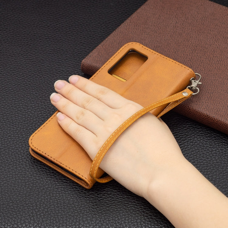 For vivo V21 Retro Lambskin Texture Pure Color Horizontal Flip PU Leather Case with Holder & Card Slots & Wallet & Lanyard