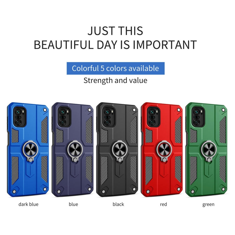 For Xiaomi Redmi Note 10 4G Carbon Fiber Pattern PC + TPU Protective Case with Ring Holder