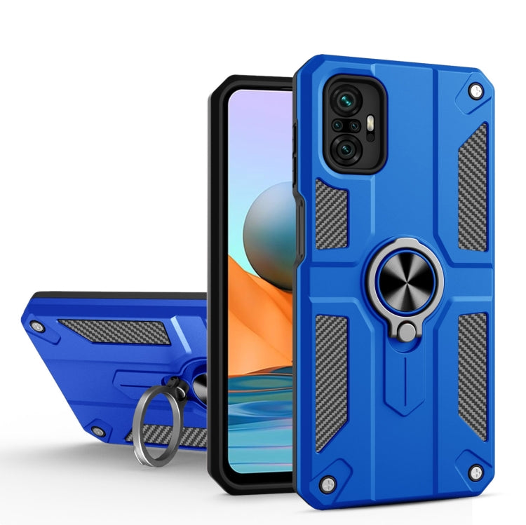 For Xiaomi Redmi Note 10 Pro Carbon Fiber Pattern PC + TPU Protective Case with Ring Holder