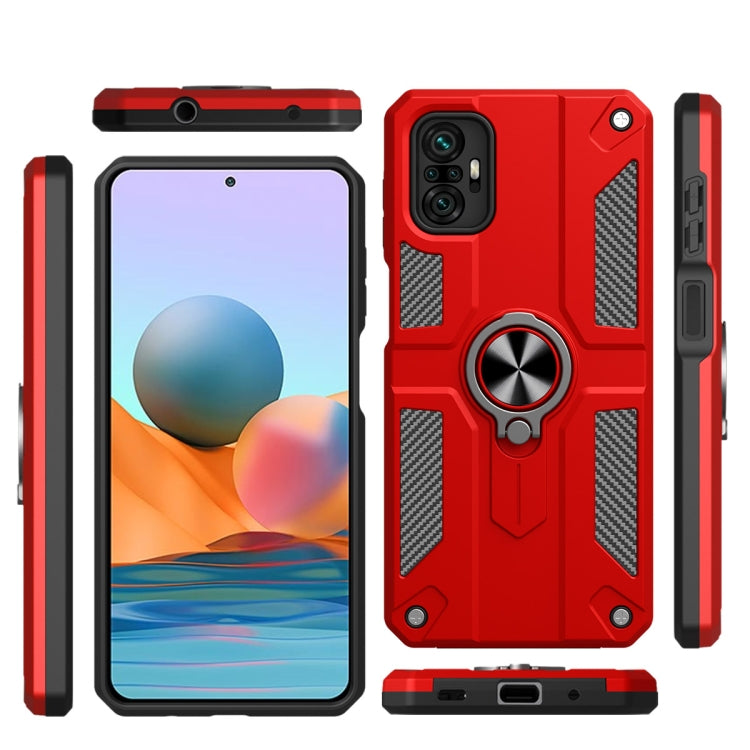 For Xiaomi Redmi Note 10 Pro Max Carbon Fiber Pattern PC + TPU Protective Case with Ring Holder