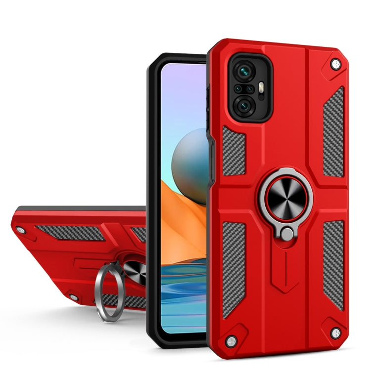For Xiaomi Redmi Note 10 Pro Max Carbon Fiber Pattern PC + TPU Protective Case with Ring Holder
