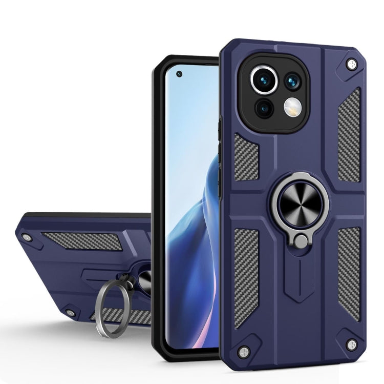 For Xiaomi Mi 11 Carbon Fiber Pattern PC + TPU Protective Case with Ring Holder