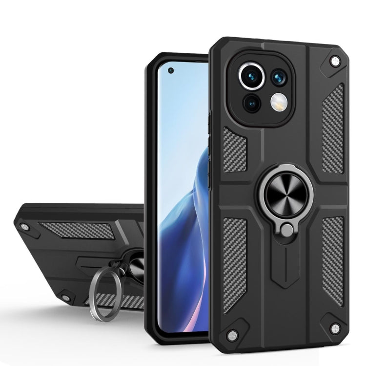 For Xiaomi Mi 11 Carbon Fiber Pattern PC + TPU Protective Case with Ring Holder