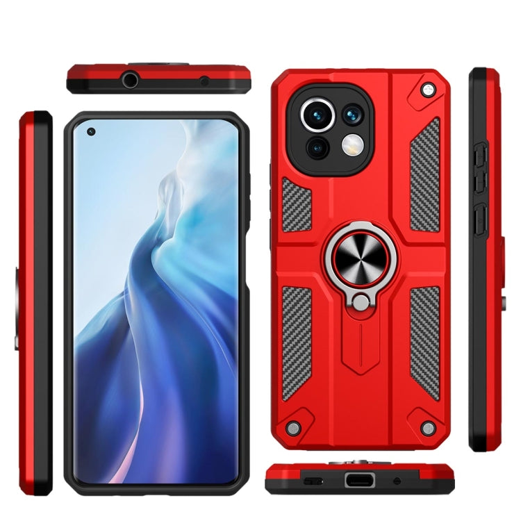 For Xiaomi Mi 11 Carbon Fiber Pattern PC + TPU Protective Case with Ring Holder