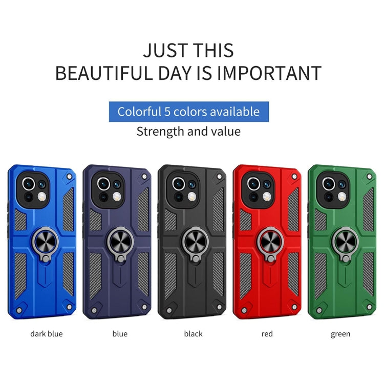 For Xiaomi Mi 11 Carbon Fiber Pattern PC + TPU Protective Case with Ring Holder