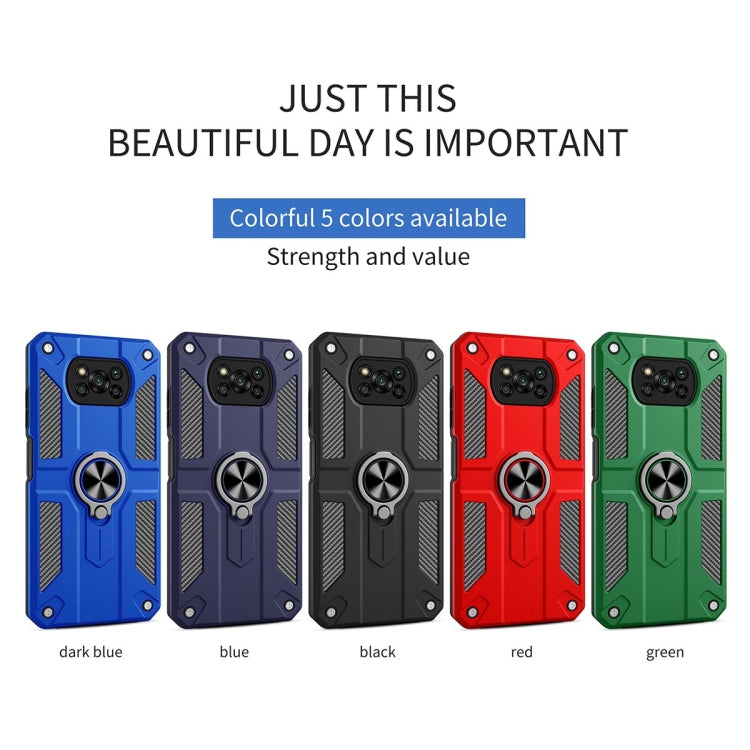 For Xiaomi Poco X3 Carbon Fiber Pattern PC + TPU Protective Case with Ring Holder