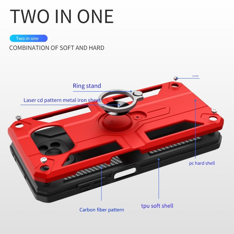 For Xiaomi Poco X3 Carbon Fiber Pattern PC + TPU Protective Case with Ring Holder