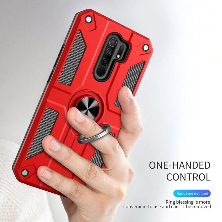 For Xiaomi Redmi 9 Carbon Fiber Pattern PC + TPU Protective Case with Ring Holder