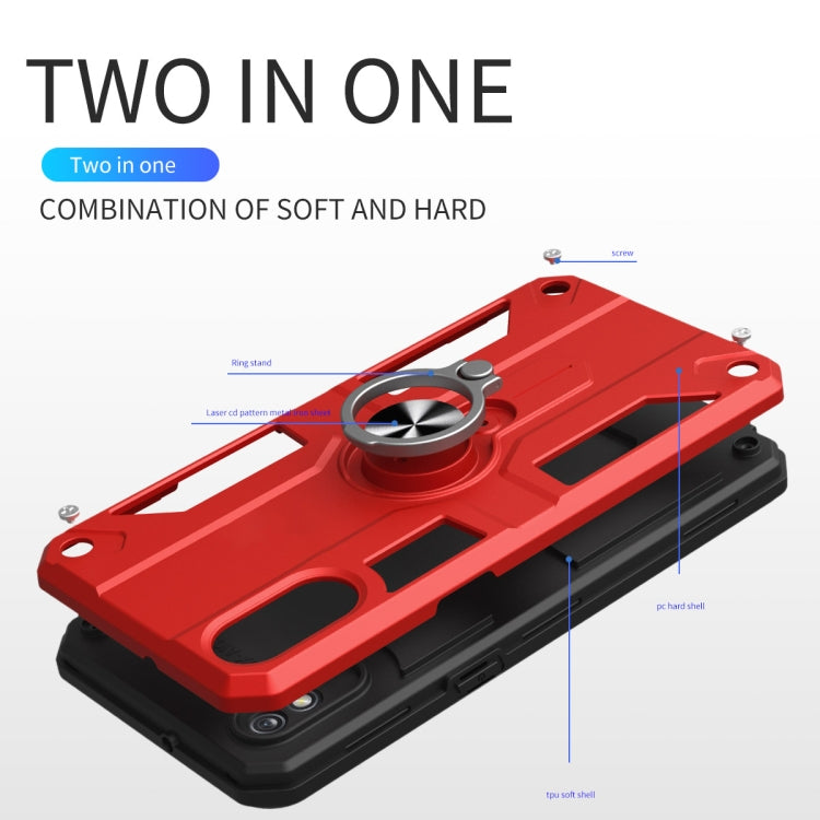 For Xiaomi Redmi 9A Carbon Fiber Pattern PC + TPU Protective Case with Ring Holder