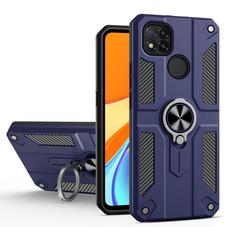 For Xiaomi Redmi 9C Carbon Fiber Pattern PC + TPU Protective Case with Ring Holder