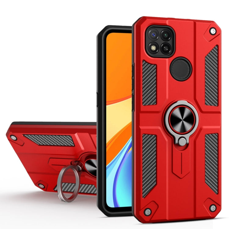 For Xiaomi Redmi 9C Carbon Fiber Pattern PC + TPU Protective Case with Ring Holder