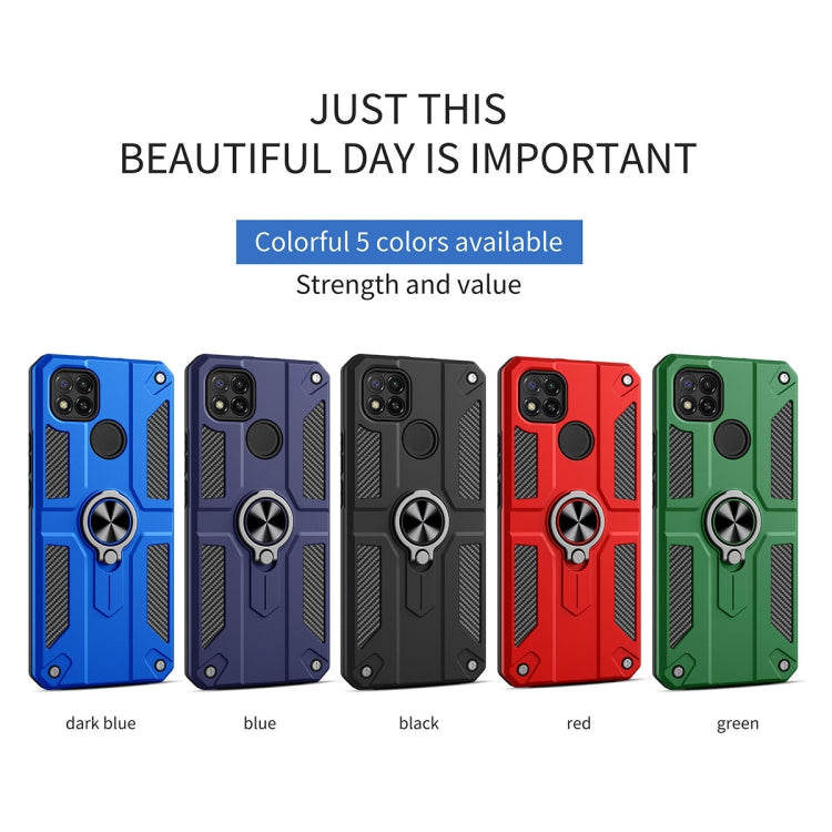 For Xiaomi Redmi 9C Carbon Fiber Pattern PC + TPU Protective Case with Ring Holder