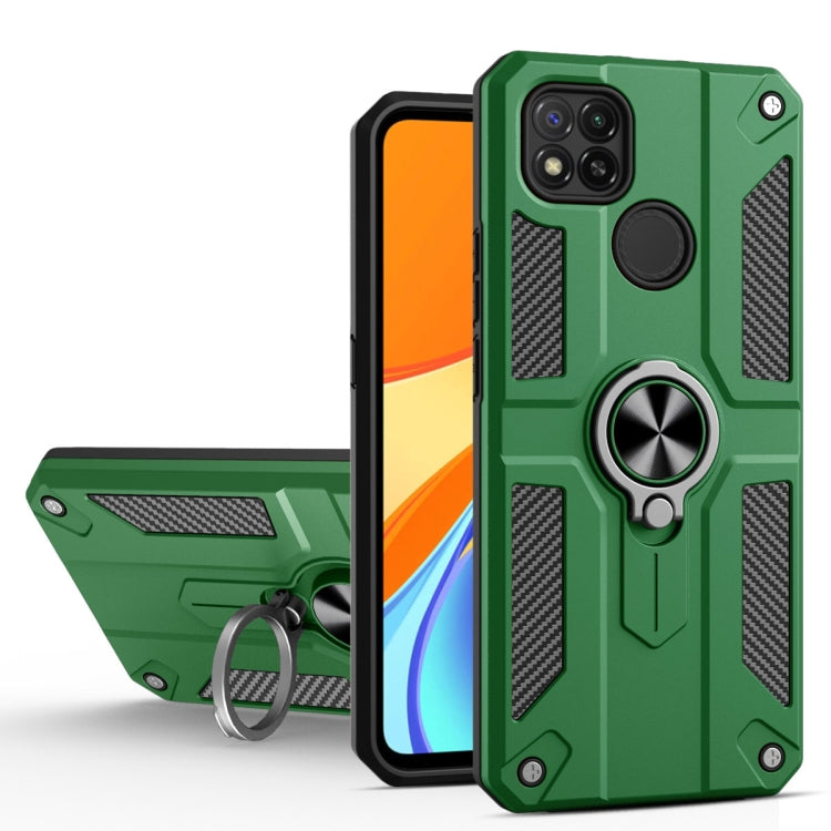 For Xiaomi Redmi 9C Carbon Fiber Pattern PC + TPU Protective Case with Ring Holder