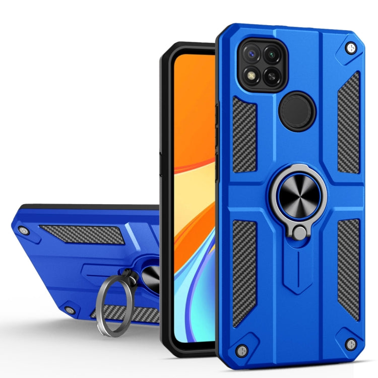 For Xiaomi Redmi 9C Carbon Fiber Pattern PC + TPU Protective Case with Ring Holder