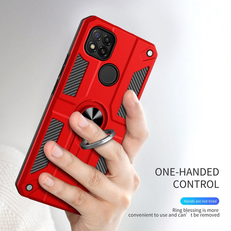 For Xiaomi Redmi 9C Carbon Fiber Pattern PC + TPU Protective Case with Ring Holder