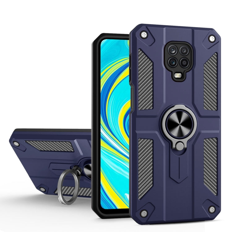 For Xiaomi Redmi Note 9S / Note 9 Pro Carbon Fiber Pattern PC + TPU Protective Case with Ring Holder