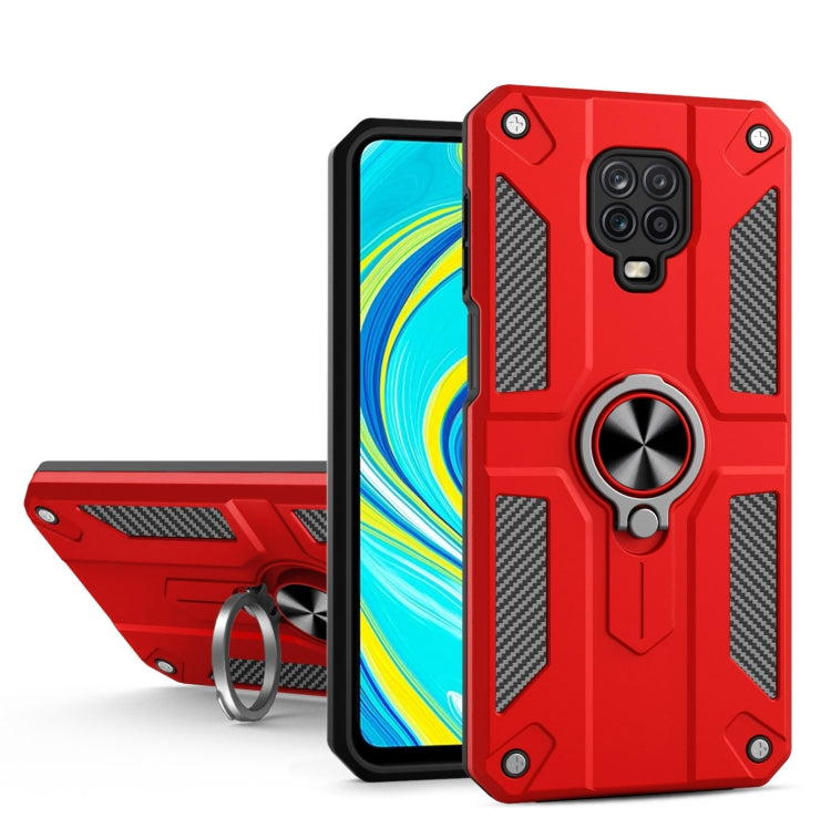 For Xiaomi Redmi Note 9S / Note 9 Pro Carbon Fiber Pattern PC + TPU Protective Case with Ring Holder
