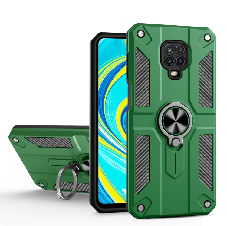 For Xiaomi Redmi Note 9S / Note 9 Pro Carbon Fiber Pattern PC + TPU Protective Case with Ring Holder
