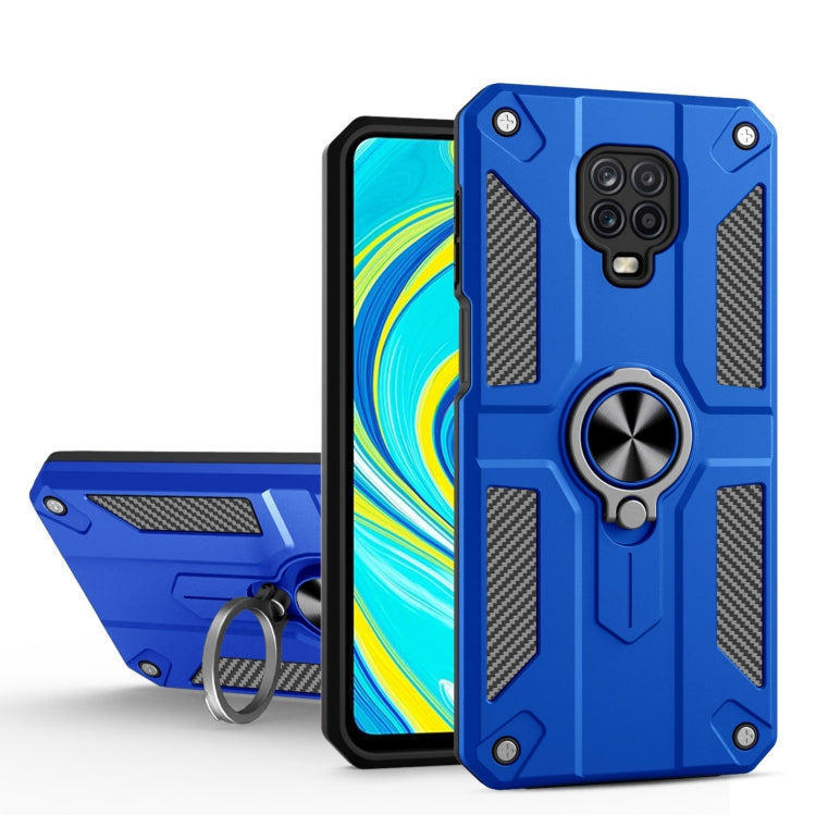 For Xiaomi Redmi Note 9S / Note 9 Pro Carbon Fiber Pattern PC + TPU Protective Case with Ring Holder