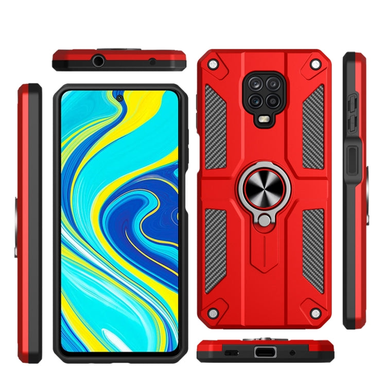 For Xiaomi Redmi Note 9S / Note 9 Pro Carbon Fiber Pattern PC + TPU Protective Case with Ring Holder